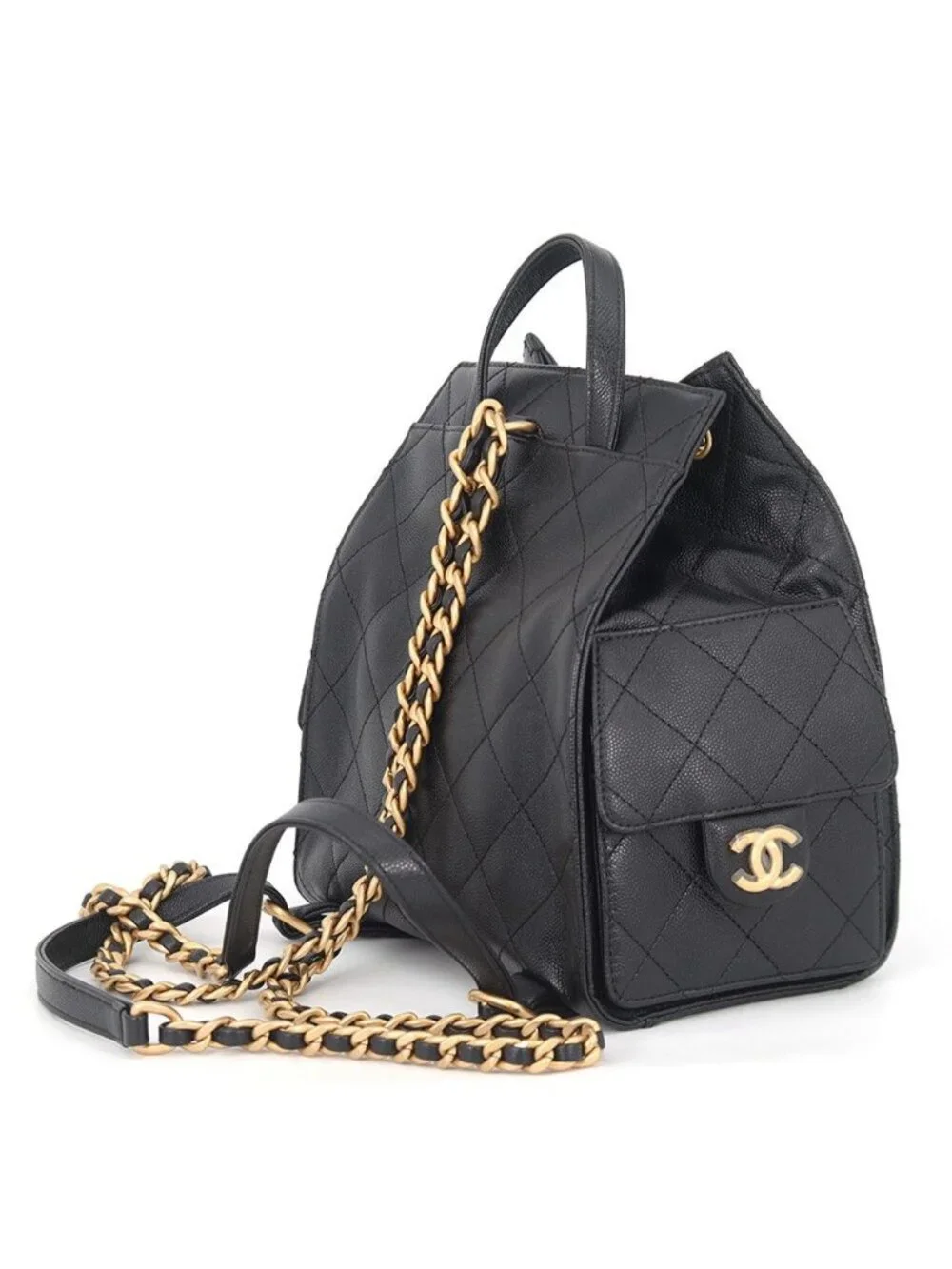 Chanel Backpack 25 Quilted CC Logo Caviar Leather